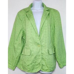 Denim & Co Women's Eyelet Blazer Jacket Size 1X Boho Cottagecore NWT